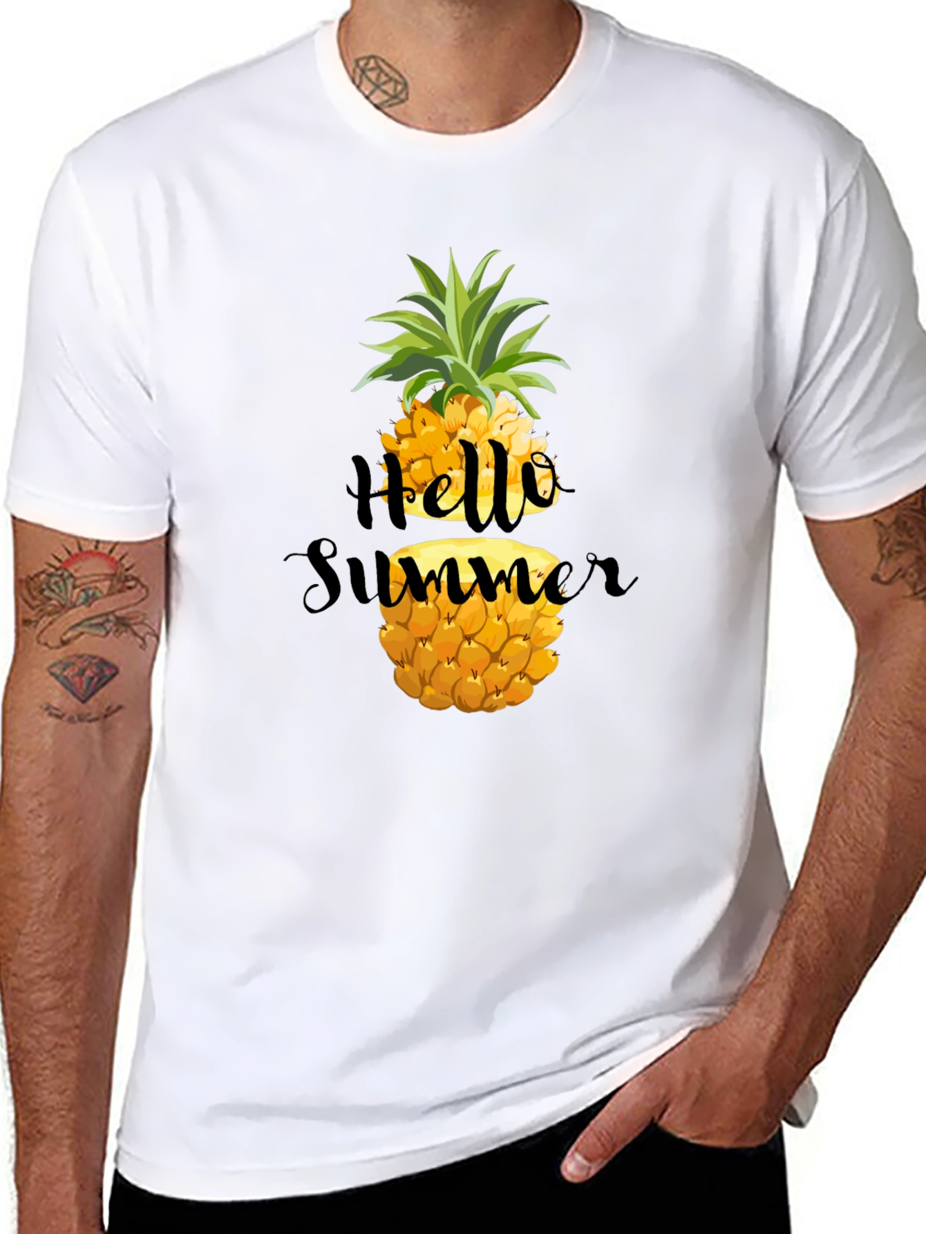 Hello Summer Pineapple Graphic T-Shirt
