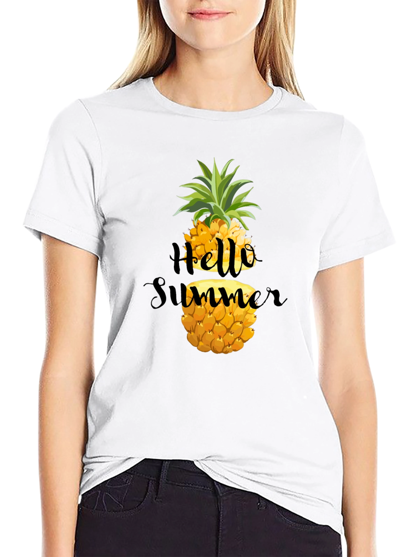 Hello Summer Pineapple Graphic T-Shirt