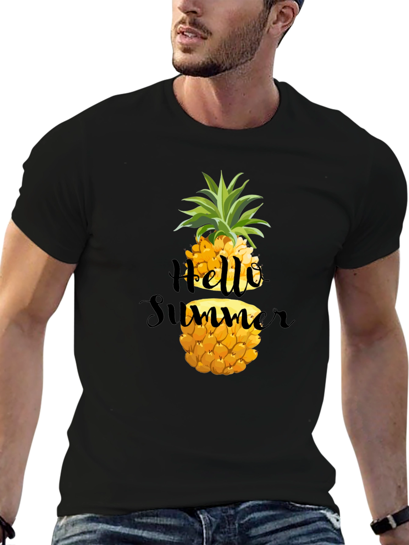 Hello Summer Pineapple Graphic T-Shirt