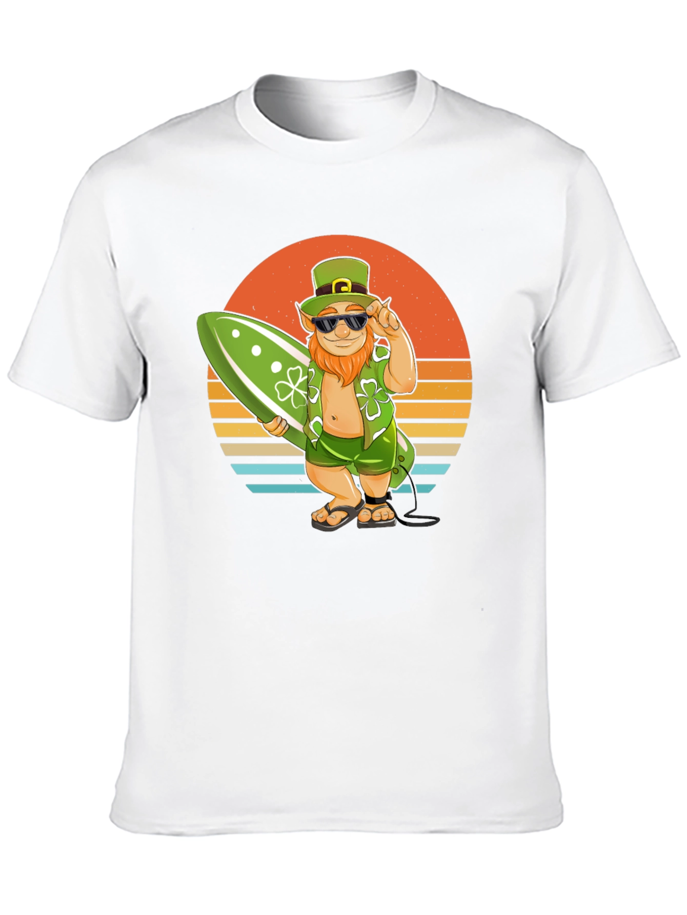 Leprechaun Surfer T-Shirt - Sunset Beach Vibes