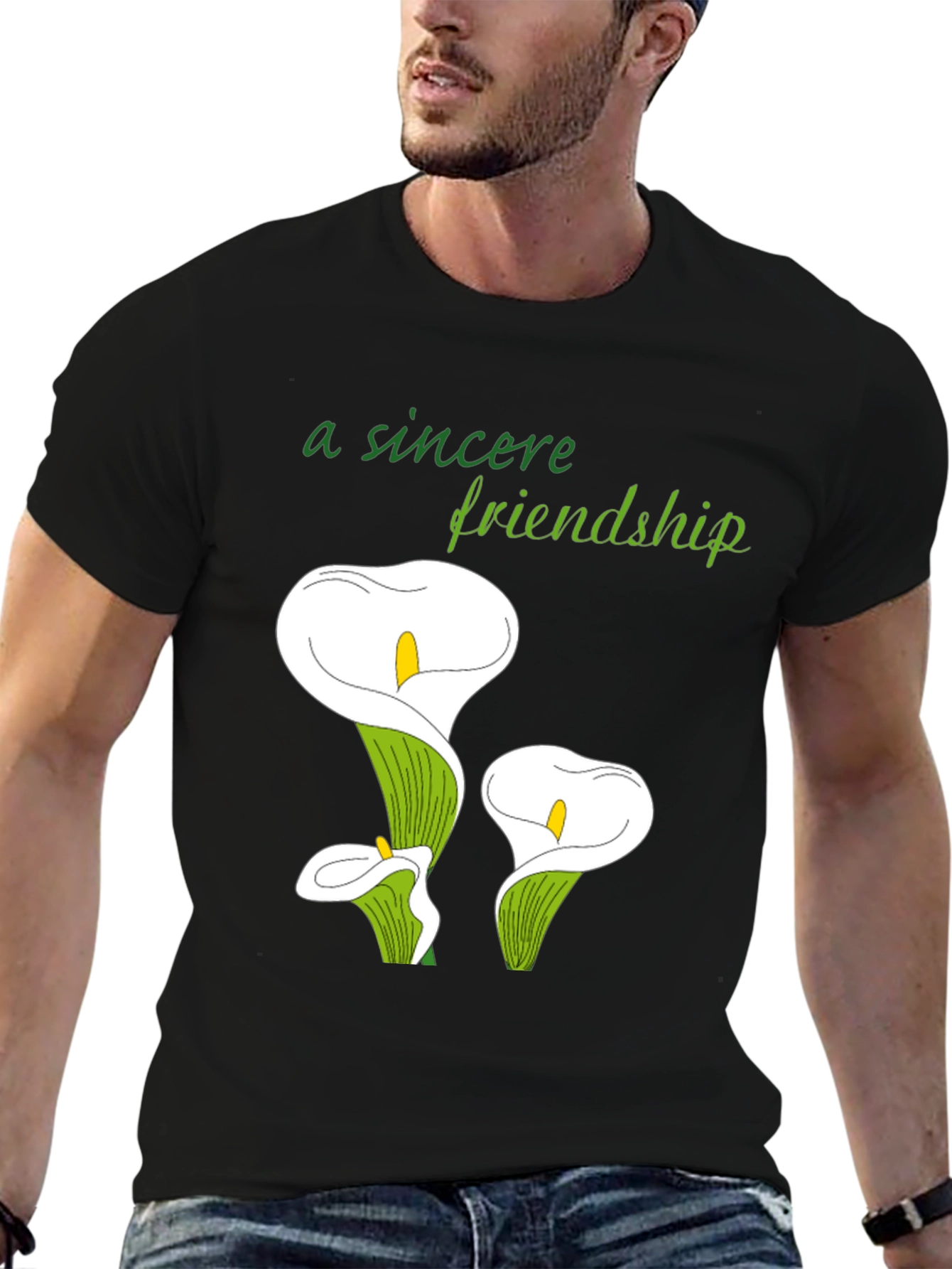 Calla Lily Friendship Tee - Black Casual Comfort
