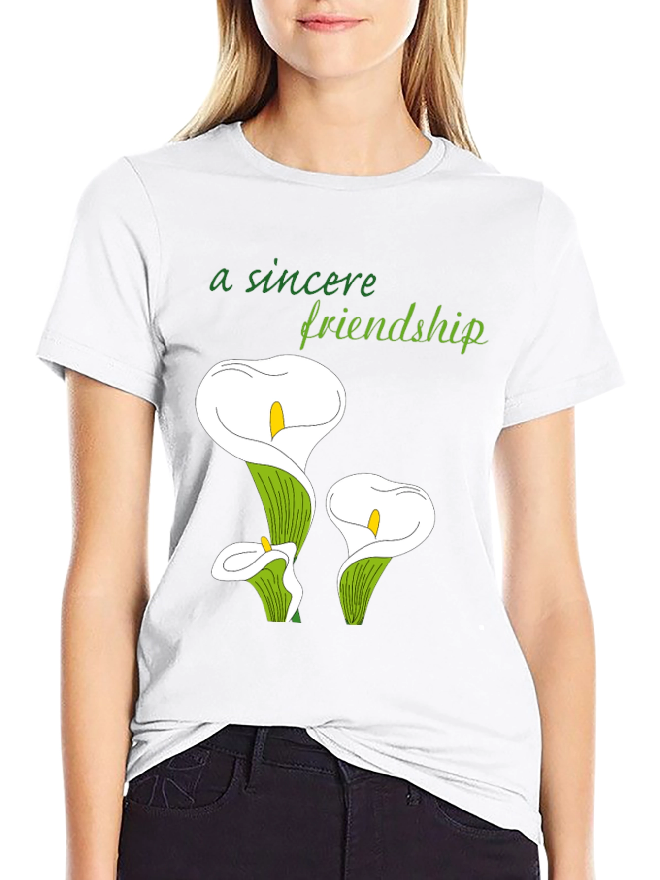 Calla Lily Friendship Tee - Black Casual Comfort