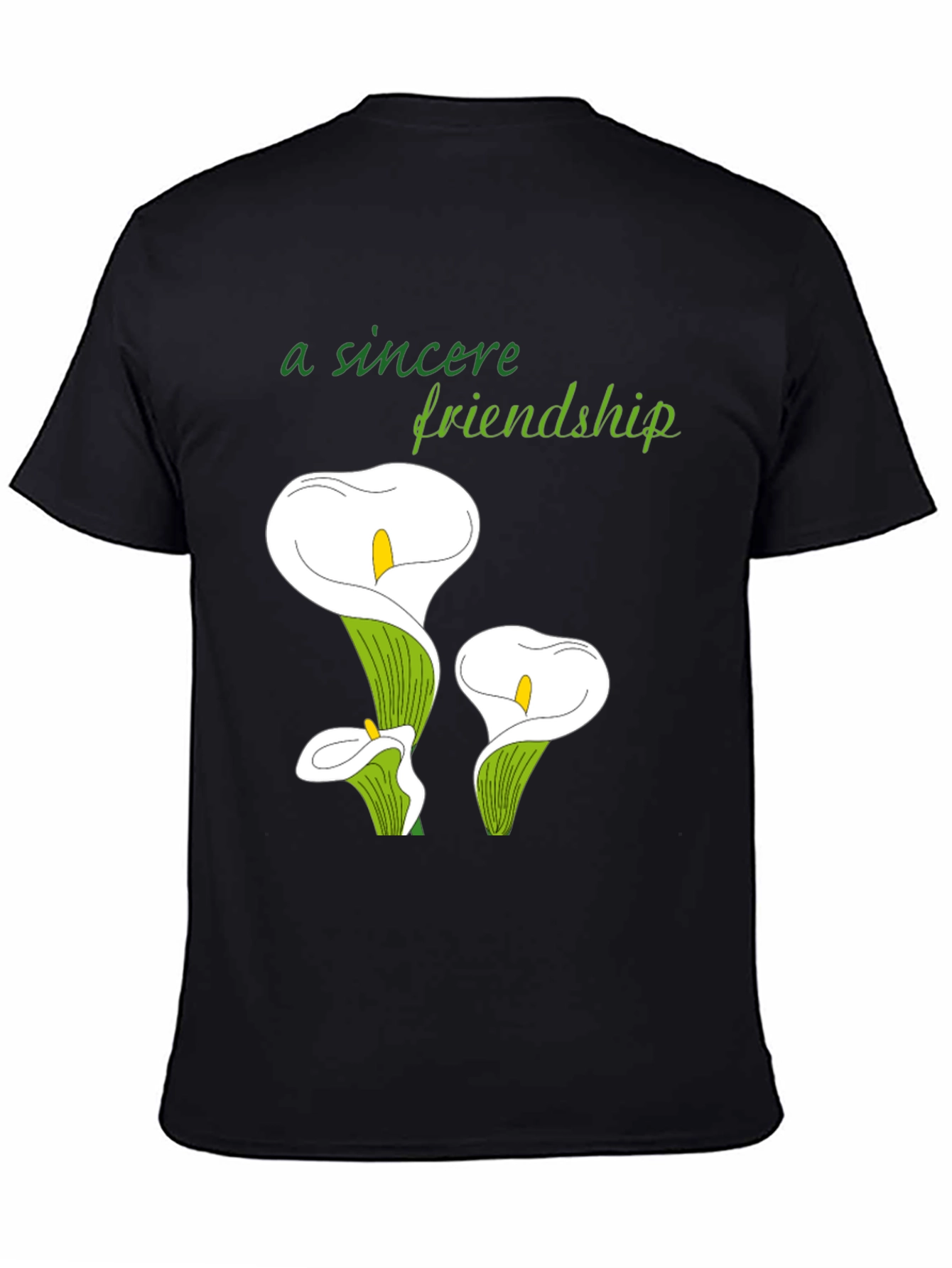 Calla Lily Friendship Tee - Black Casual Comfort