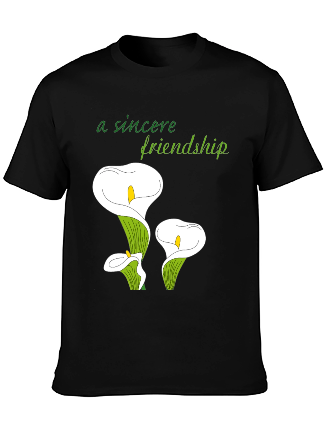 Calla Lily Friendship Tee - Black Casual Comfort