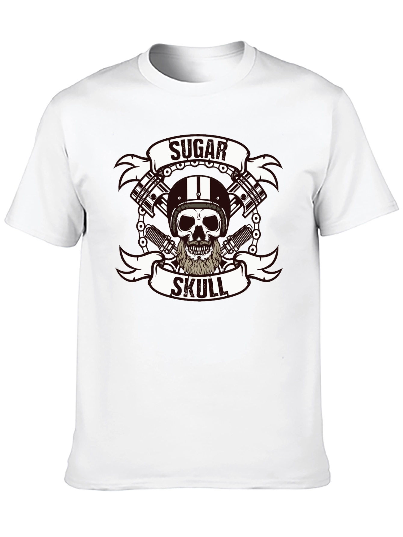 Sugar Skull Biker T-Shirt - Black