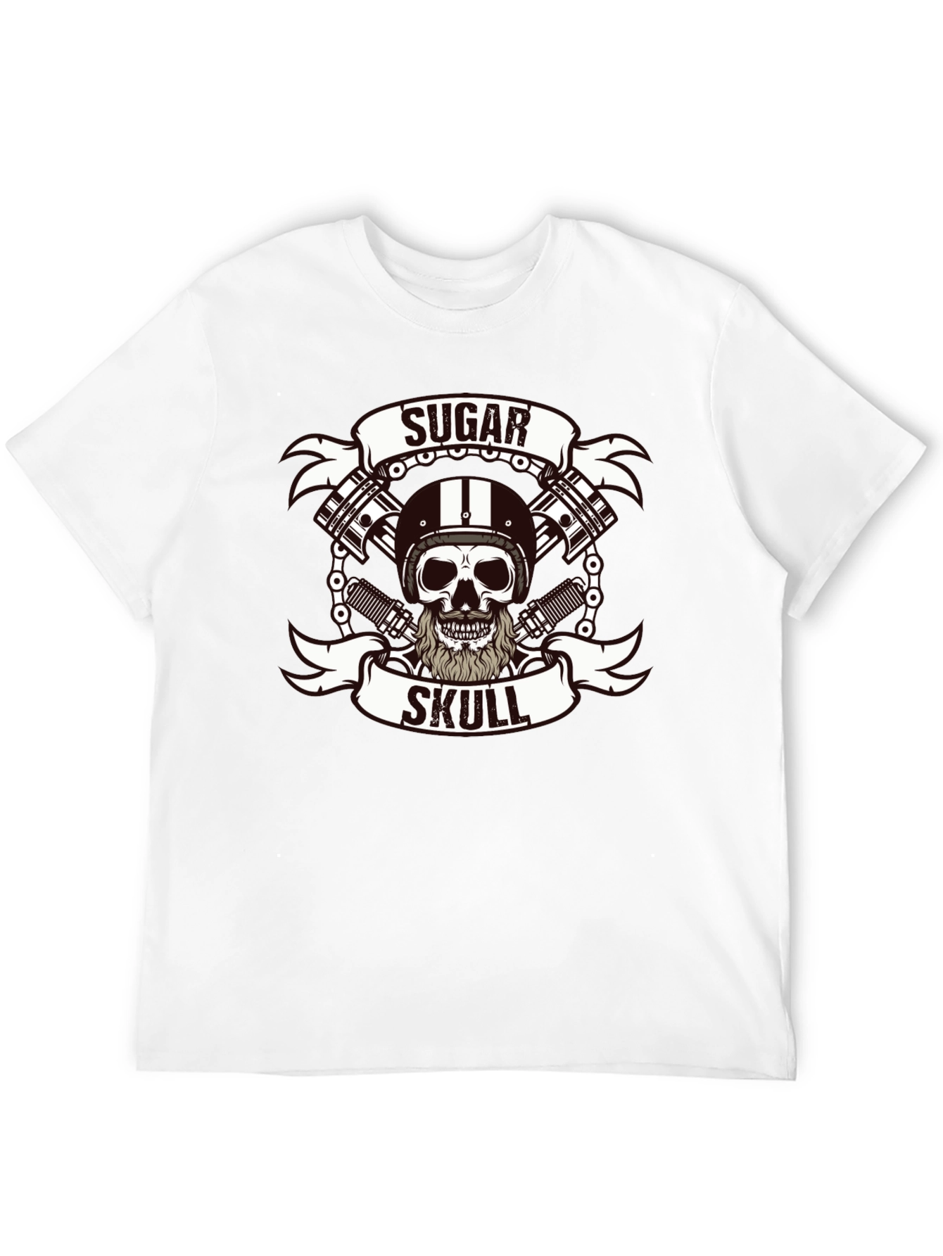 Sugar Skull Biker T-Shirt - Black