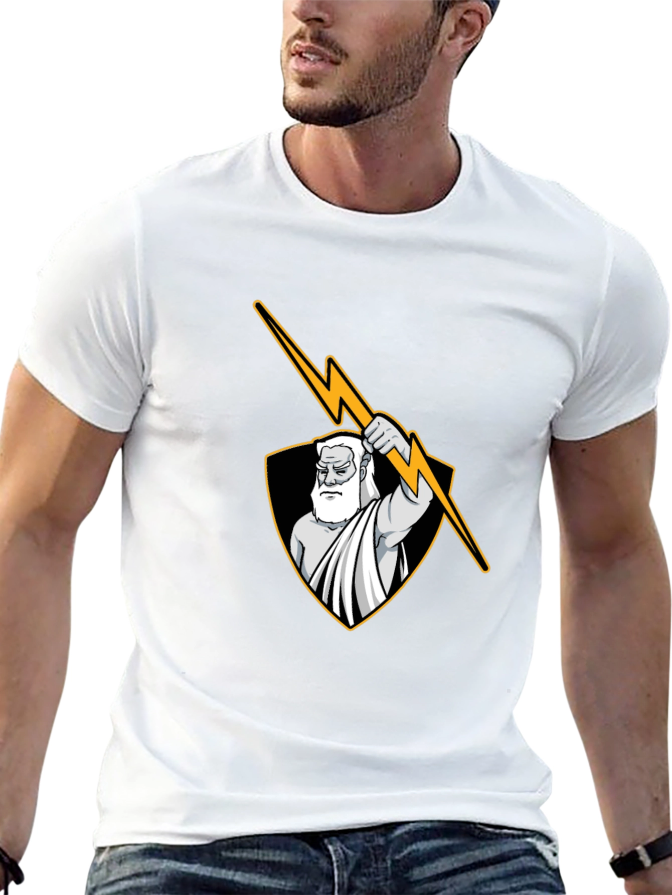 Zeus Lightning Bolt Graphic Black Tee