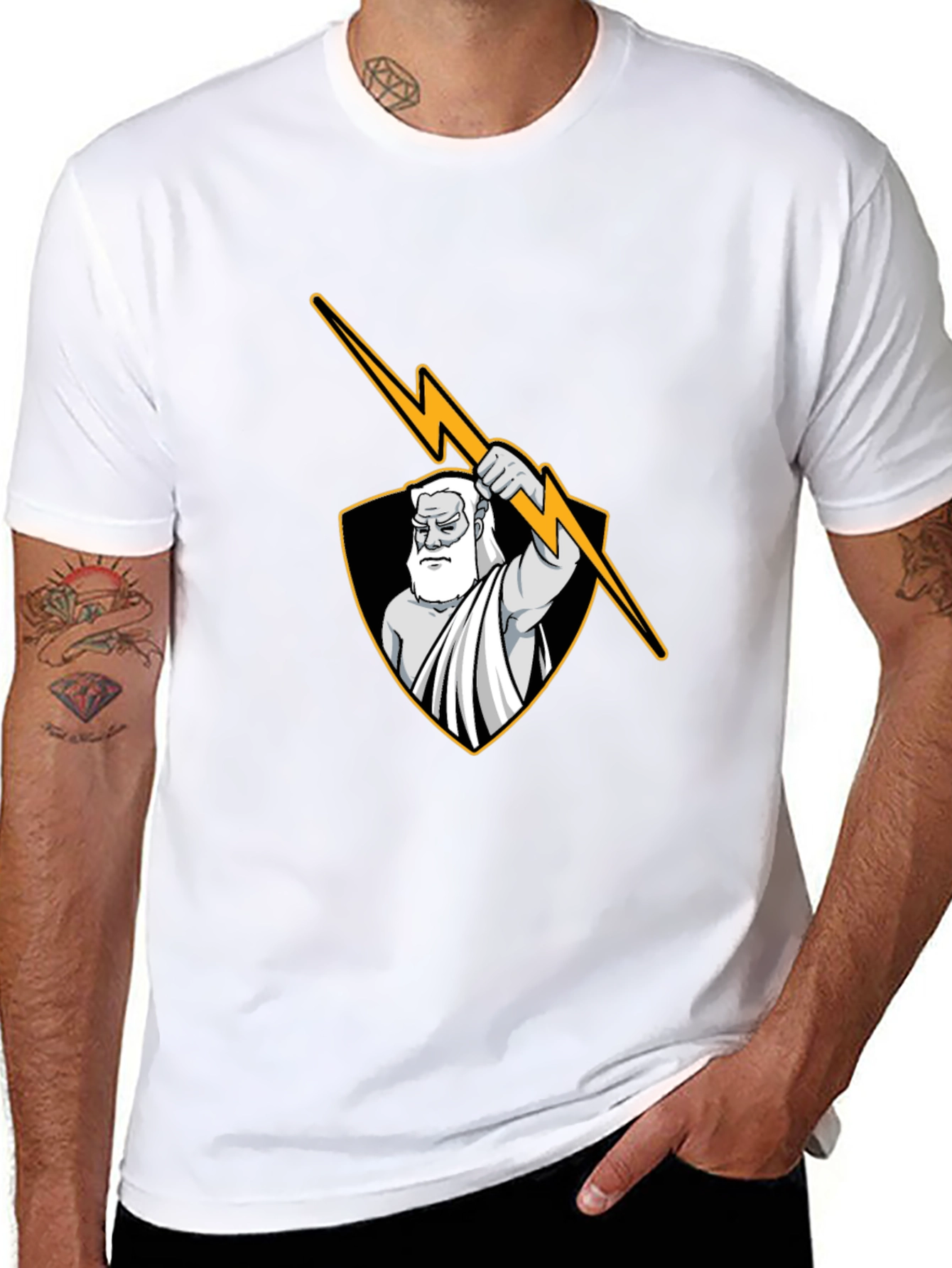 Zeus Lightning Bolt Graphic Black Tee