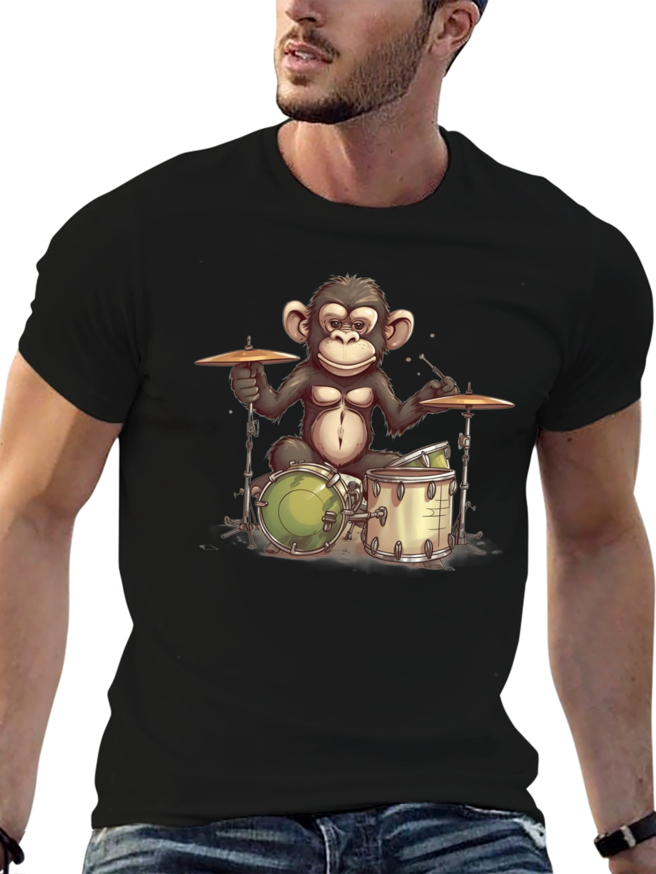 Monkey Drummer Graphic T-Shirt