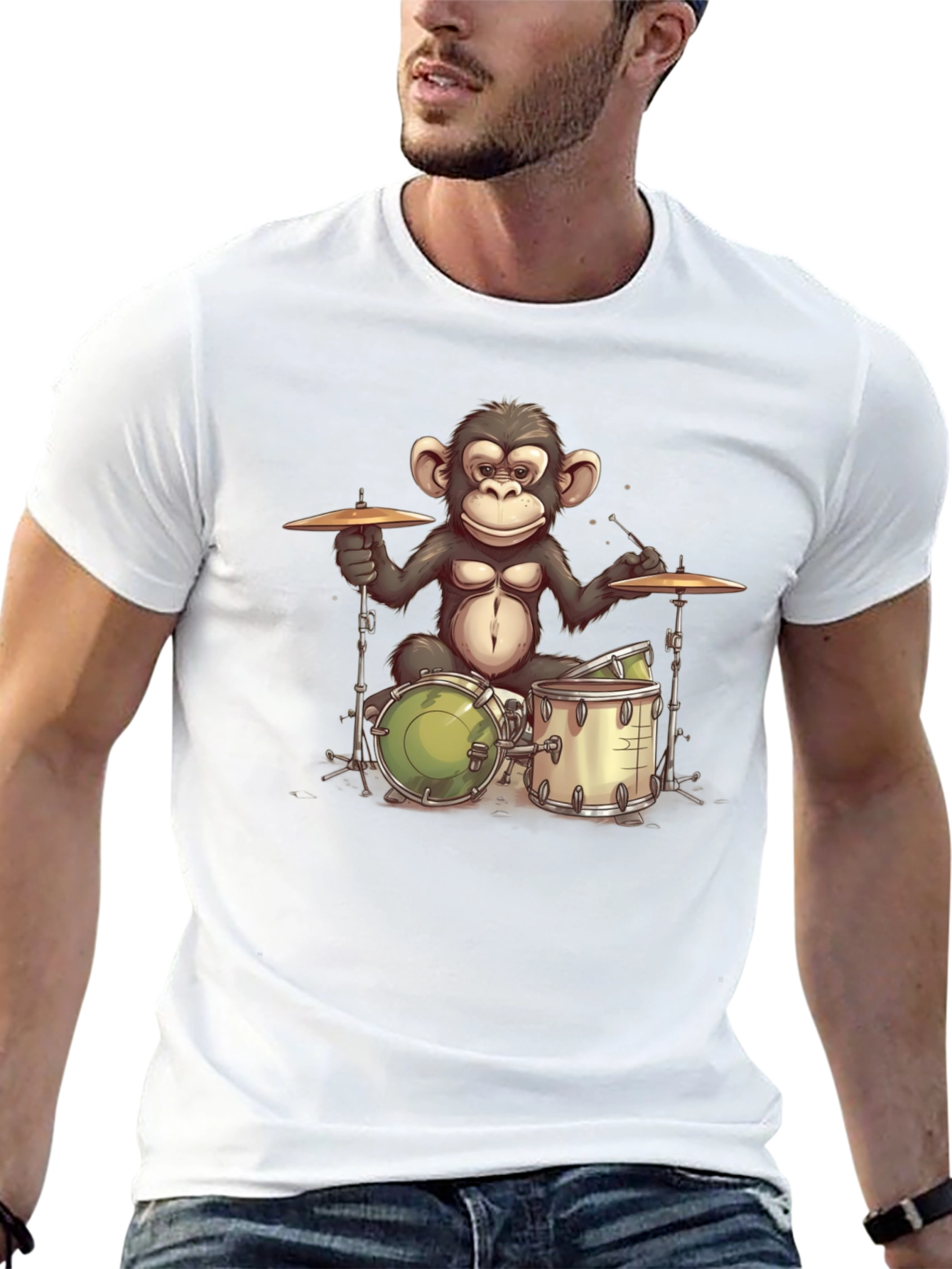 Monkey Drummer Graphic T-Shirt