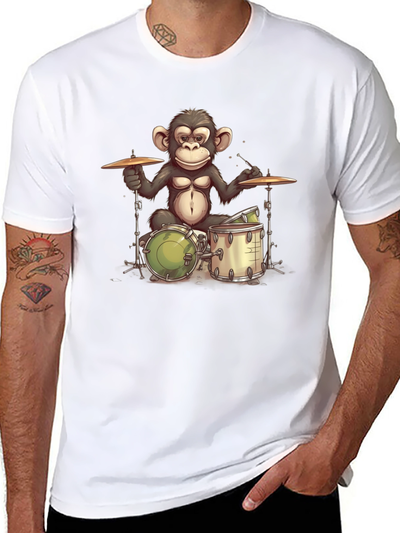 Monkey Drummer Graphic T-Shirt