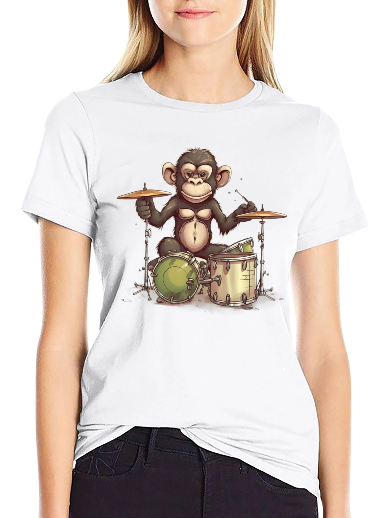 Monkey Drummer Graphic T-Shirt