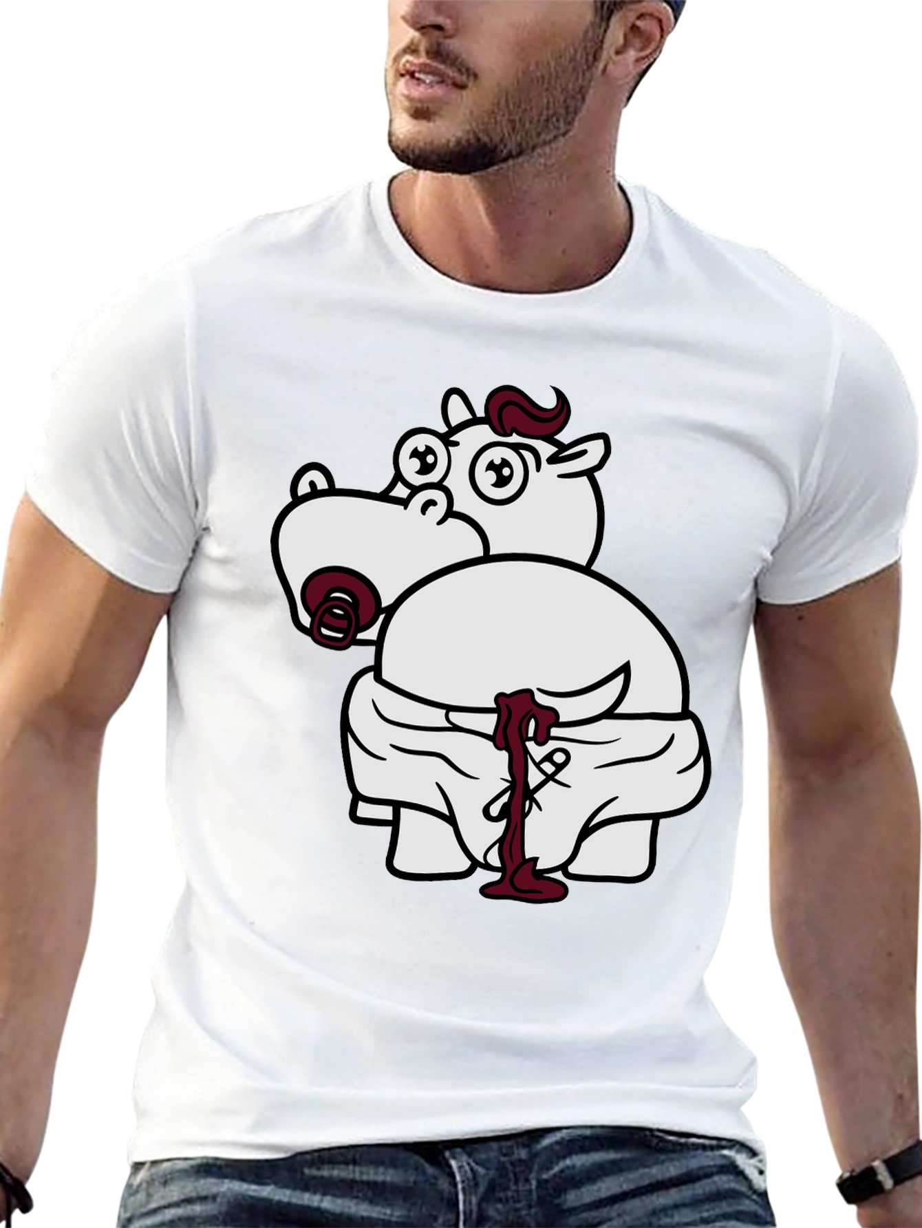 Funny Hippo Graphic T-Shirt