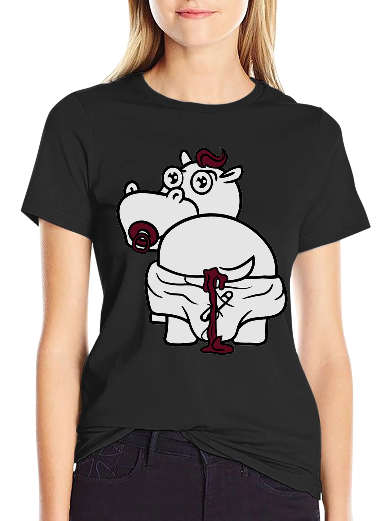Funny Hippo Graphic T-Shirt