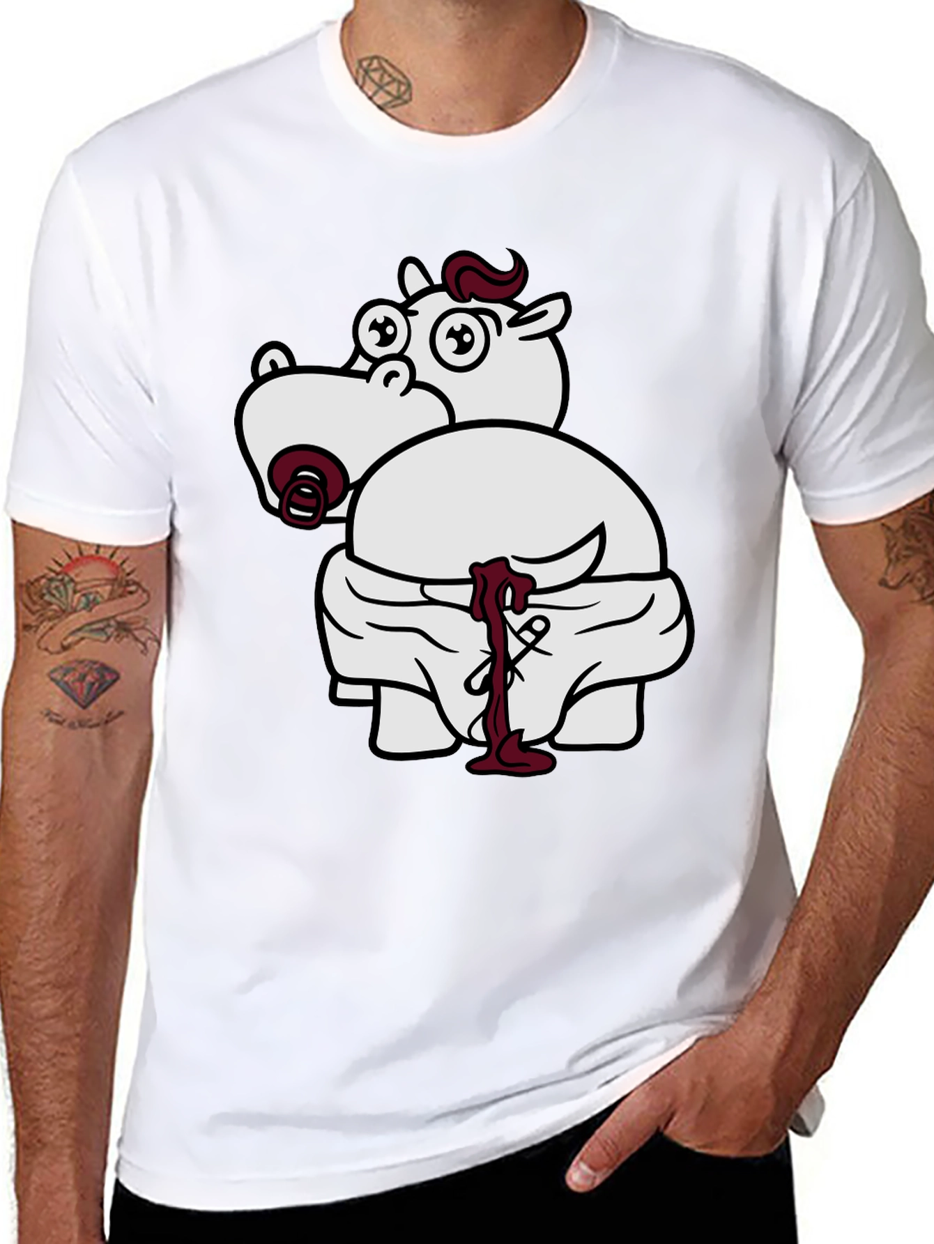 Funny Hippo Graphic T-Shirt