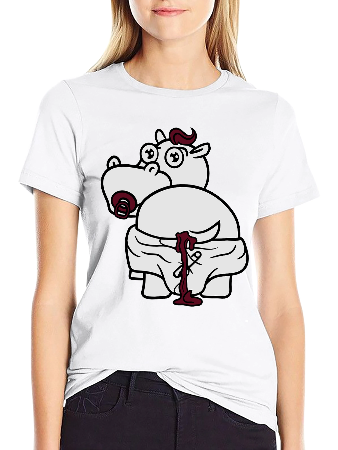 Funny Hippo Graphic T-Shirt