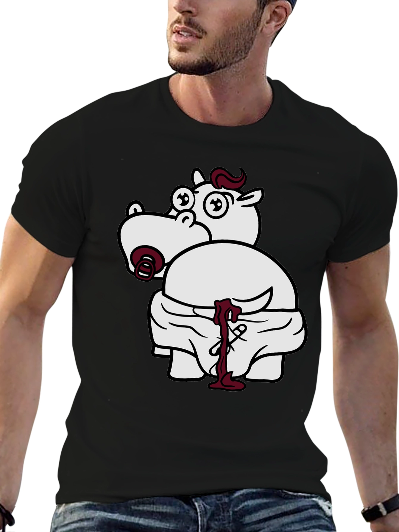 Funny Hippo Graphic T-Shirt