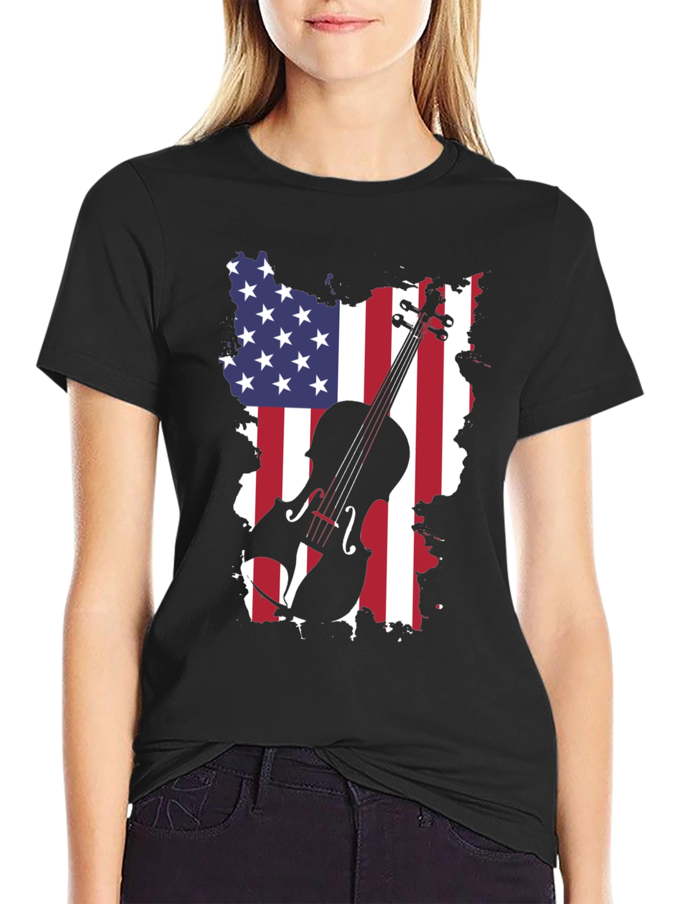 American Flag Violin T-Shirt