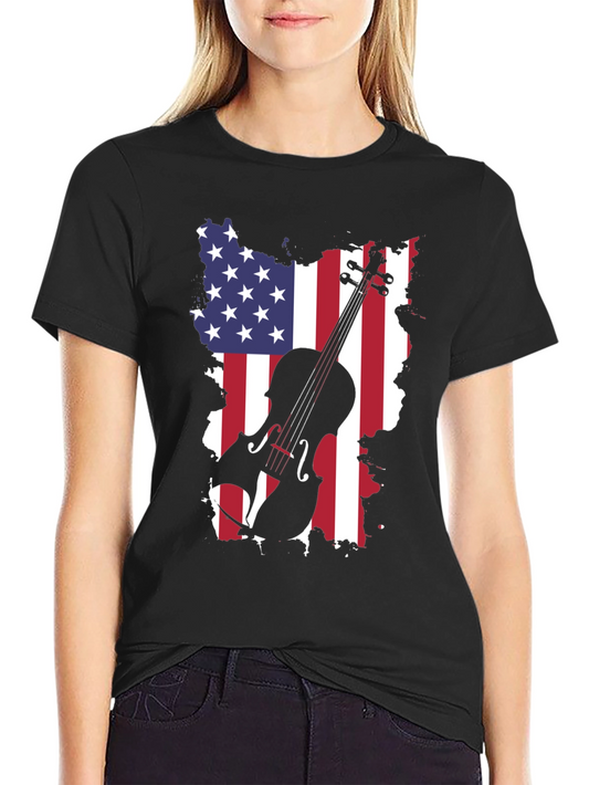American Flag Violin T-Shirt