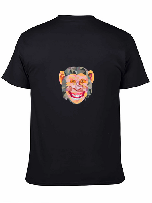 Geometric Monkey Graphic Tee - Stylish Black Shirt