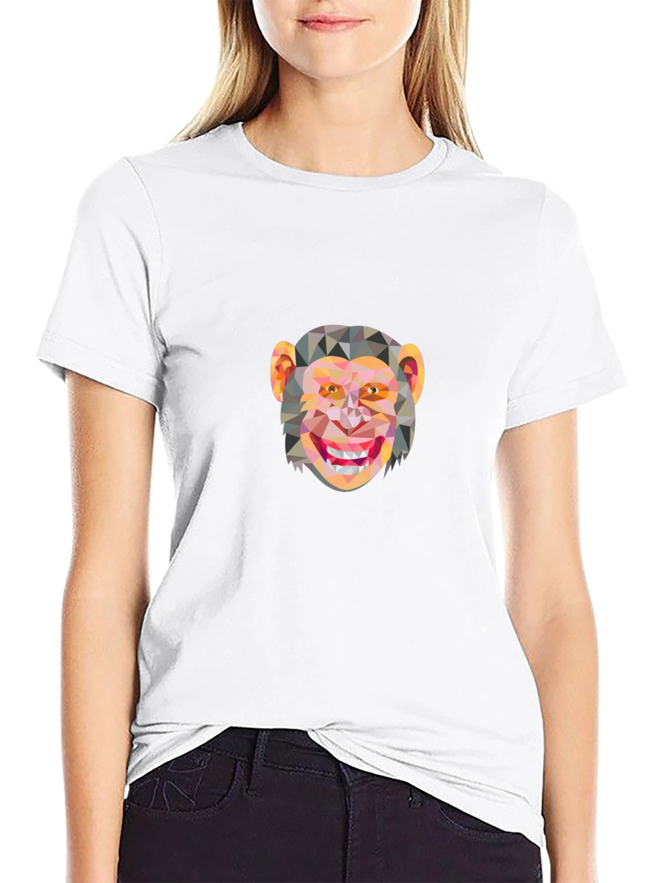 Geometric Monkey Graphic Tee - Stylish Black Shirt