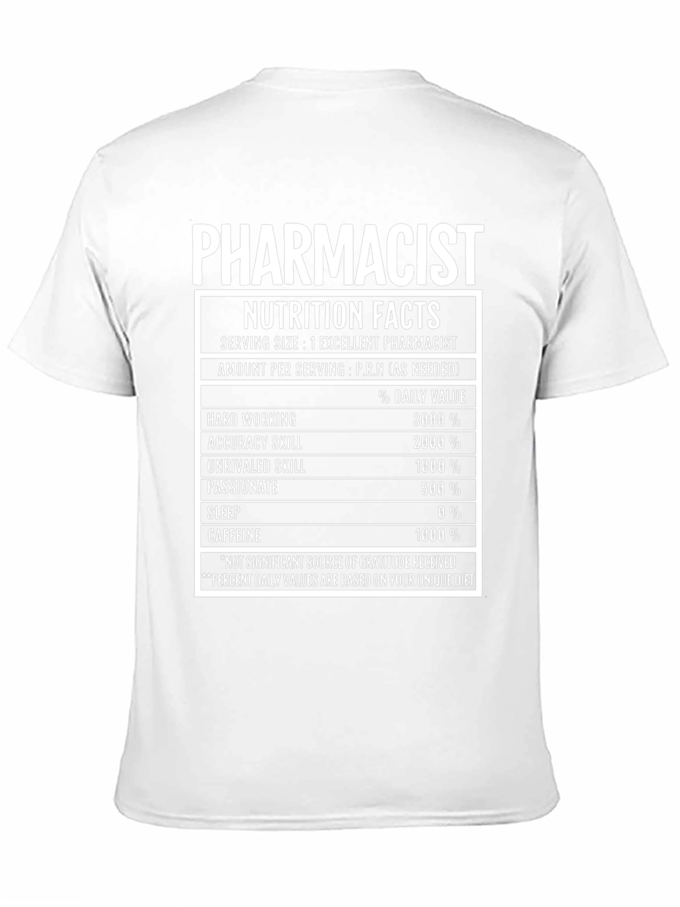 Pharmacist Nutrition Facts T-Shirt Funny Pharmacy Tee