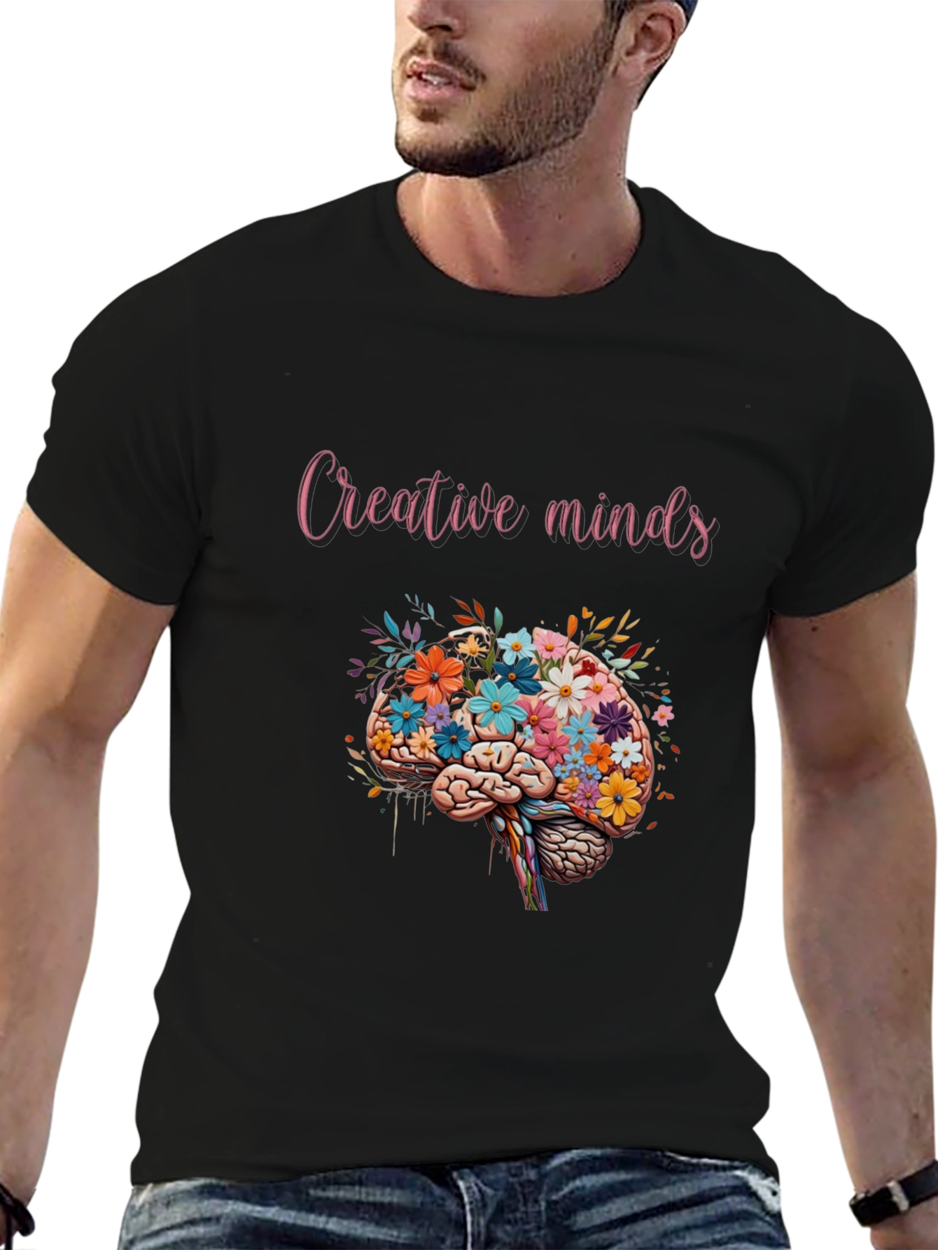 Creative Minds Floral Brain Graphic T-Shirt