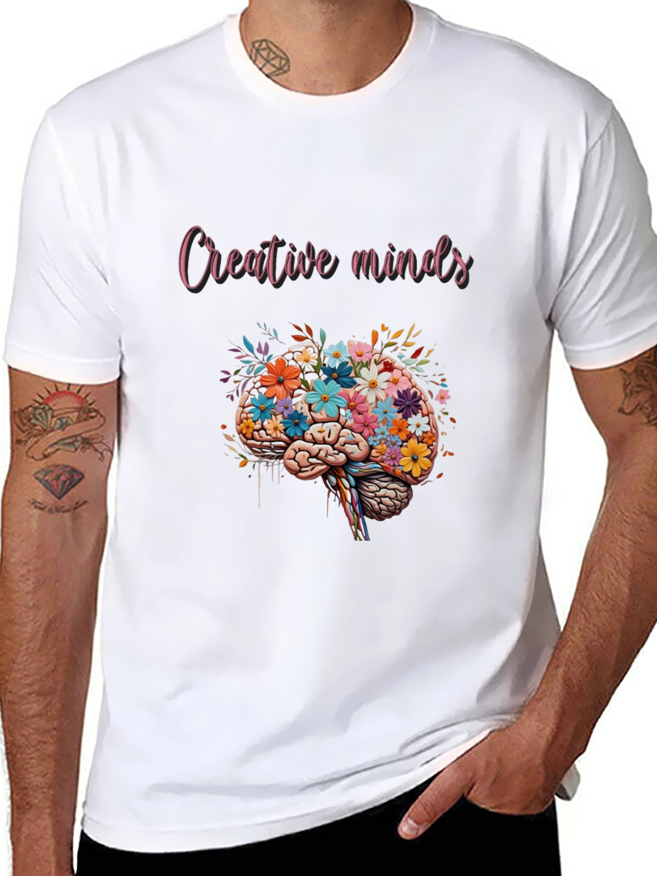 Creative Minds Floral Brain Graphic T-Shirt