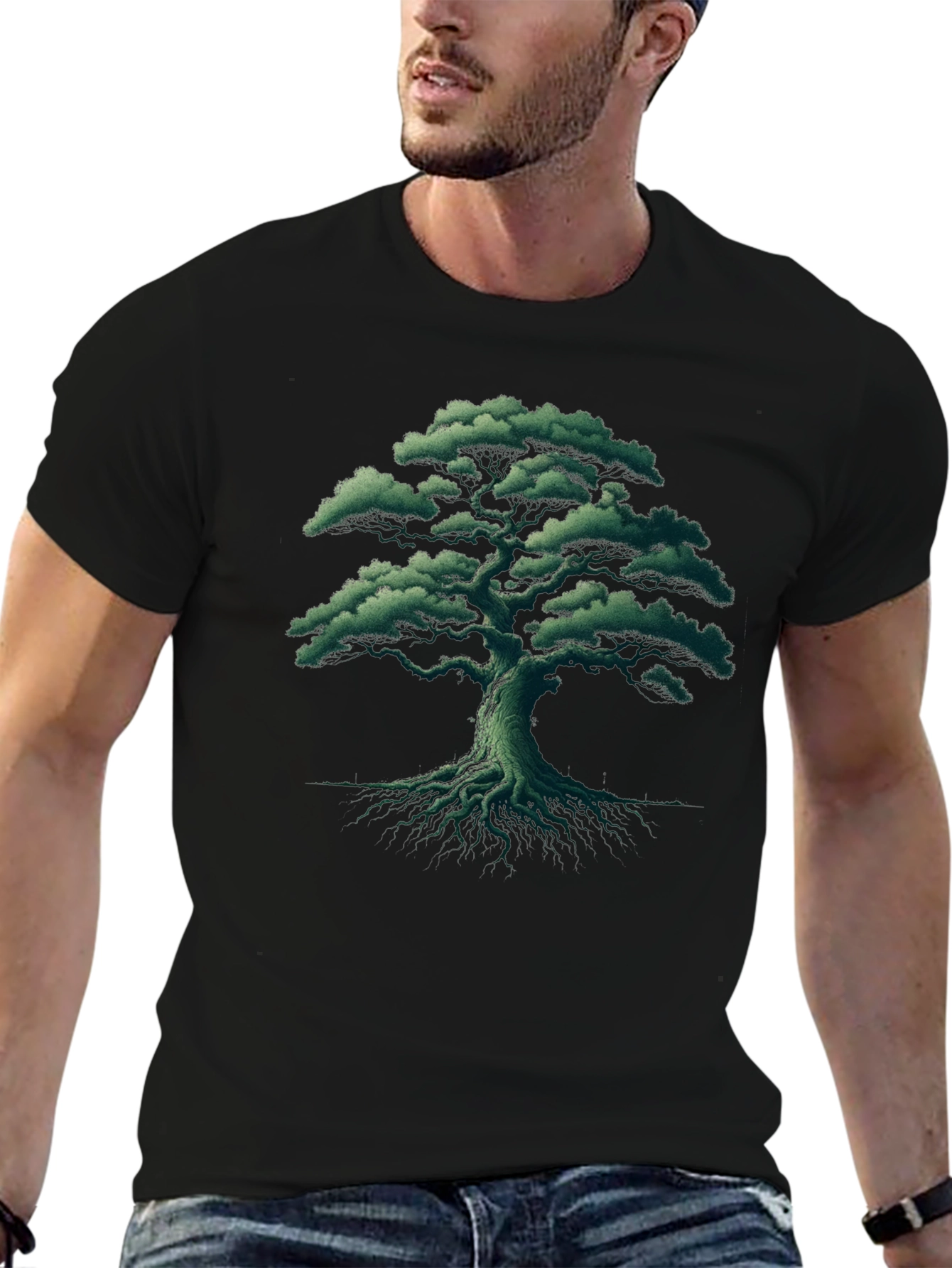 Nature Tree Graphic Tee - Black