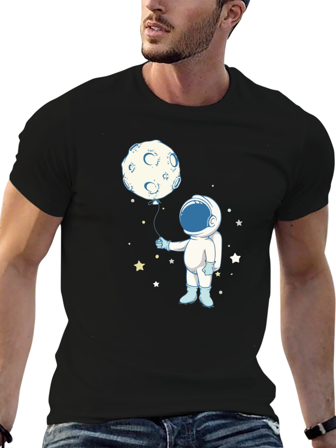 Astronaut Moon Balloon Graphic Tee