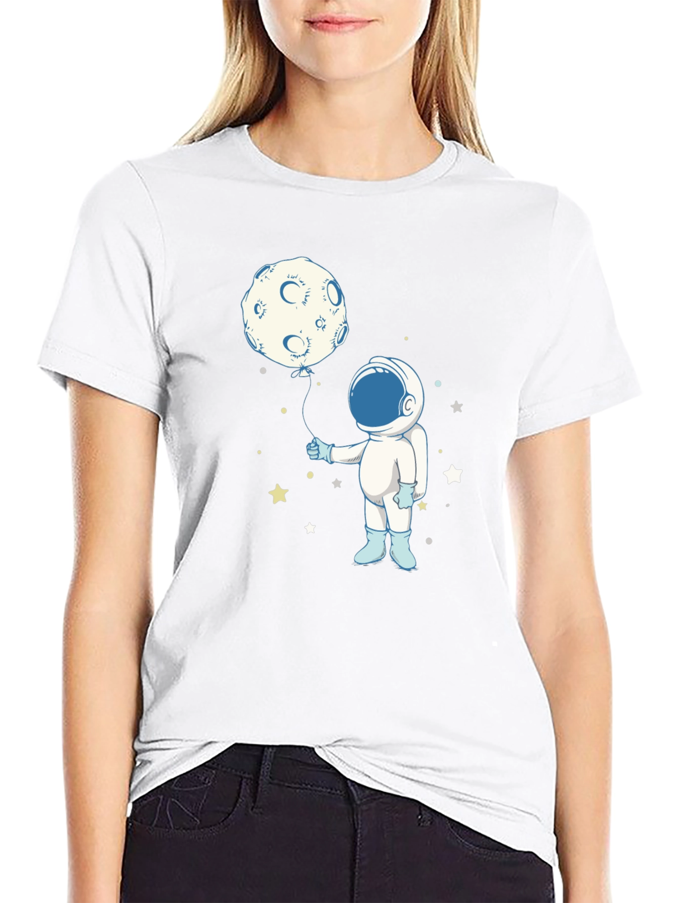 Astronaut Moon Balloon Graphic Tee