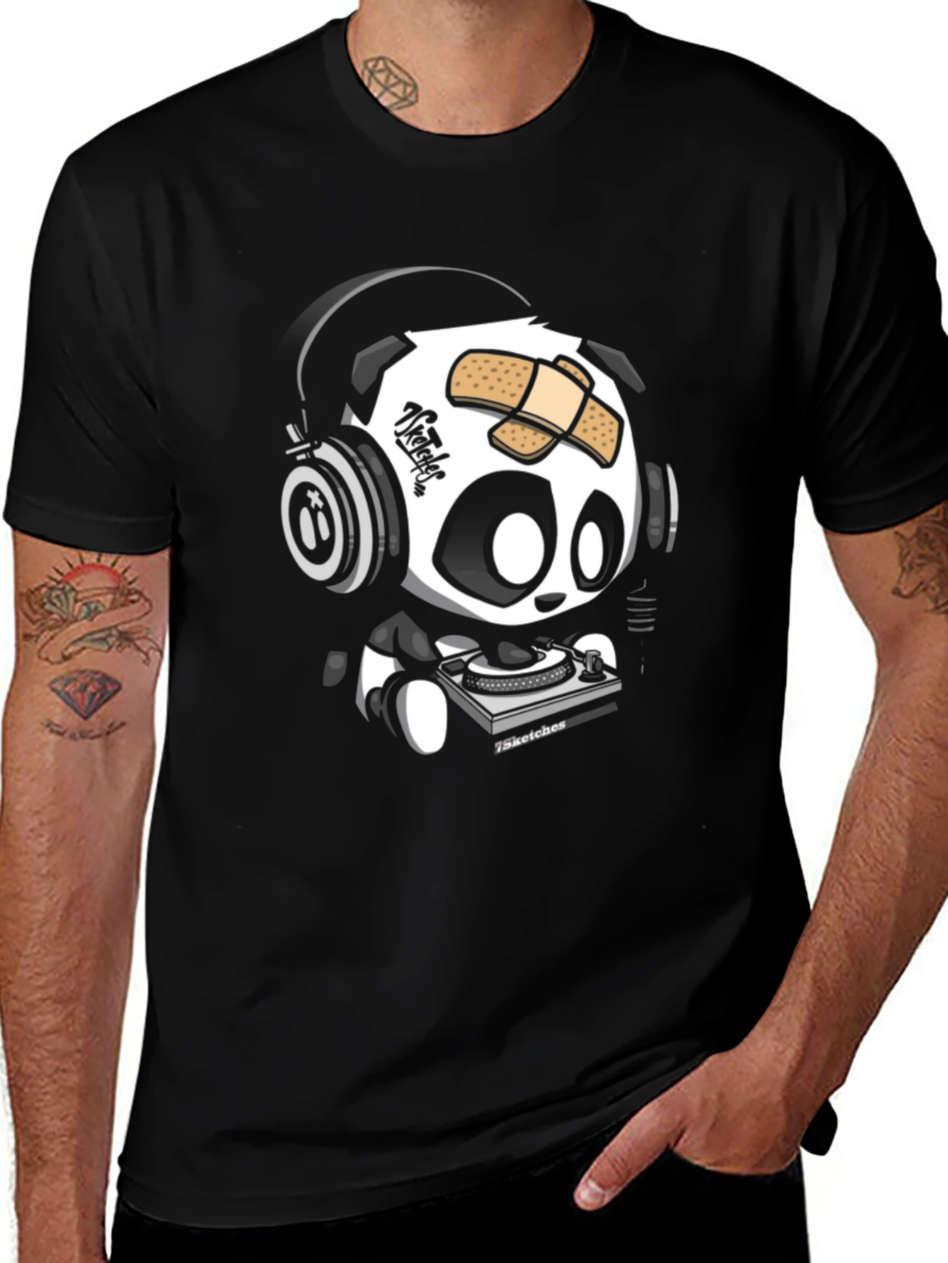 DJ Panda Graphic T-Shirt - Black Cotton Tee