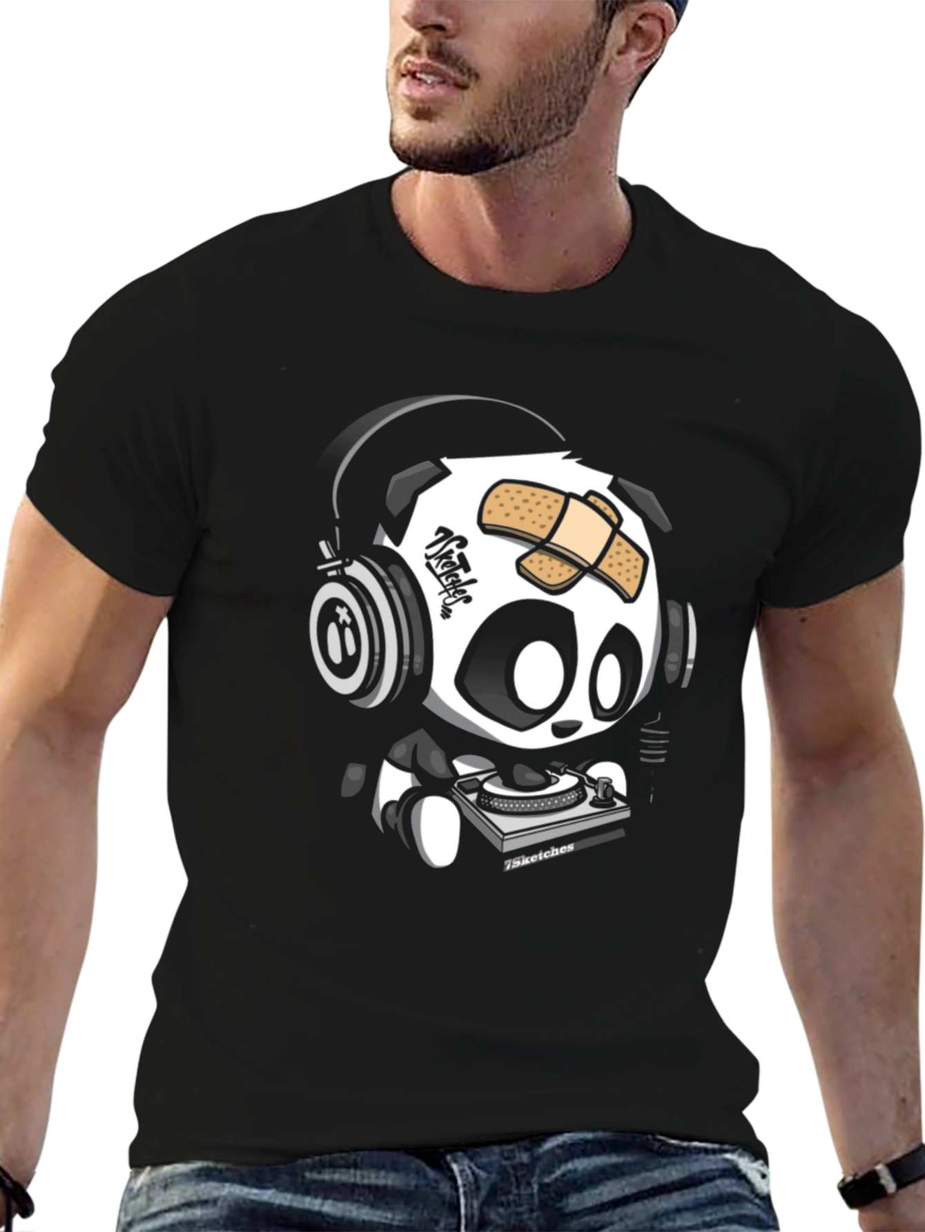 DJ Panda Graphic T-Shirt - Black Cotton Tee
