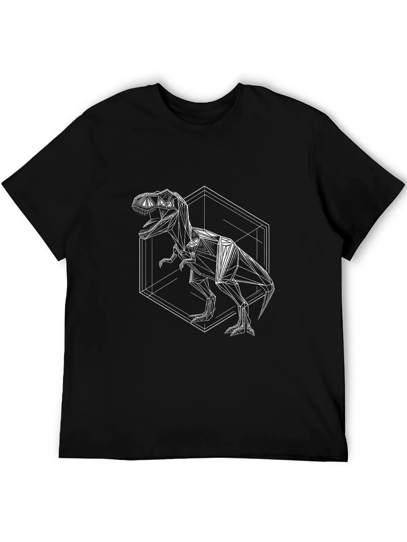 Geometric T-Rex Graphic Tee - Black
