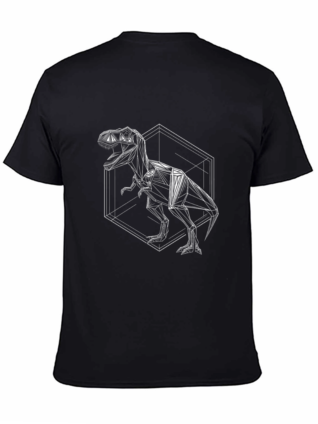 Geometric T-Rex Graphic Tee - Black