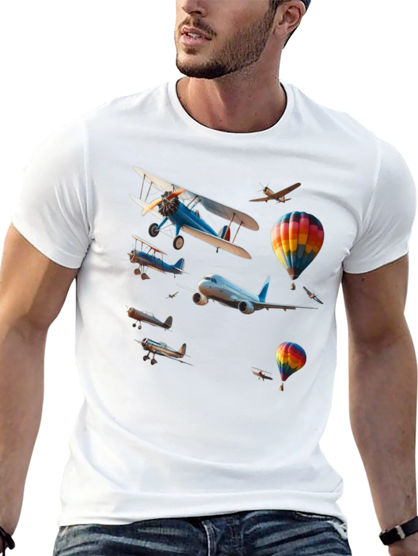 Aviation Print Black Tee