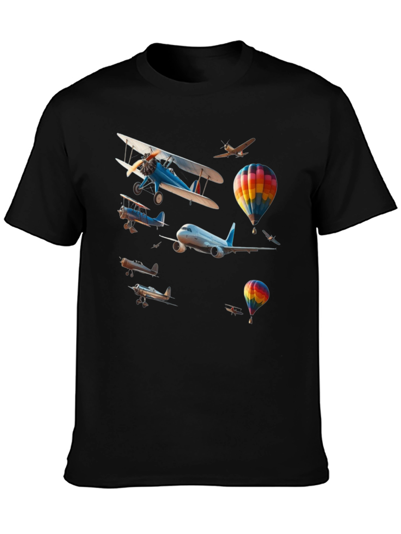 Aviation Print Black Tee