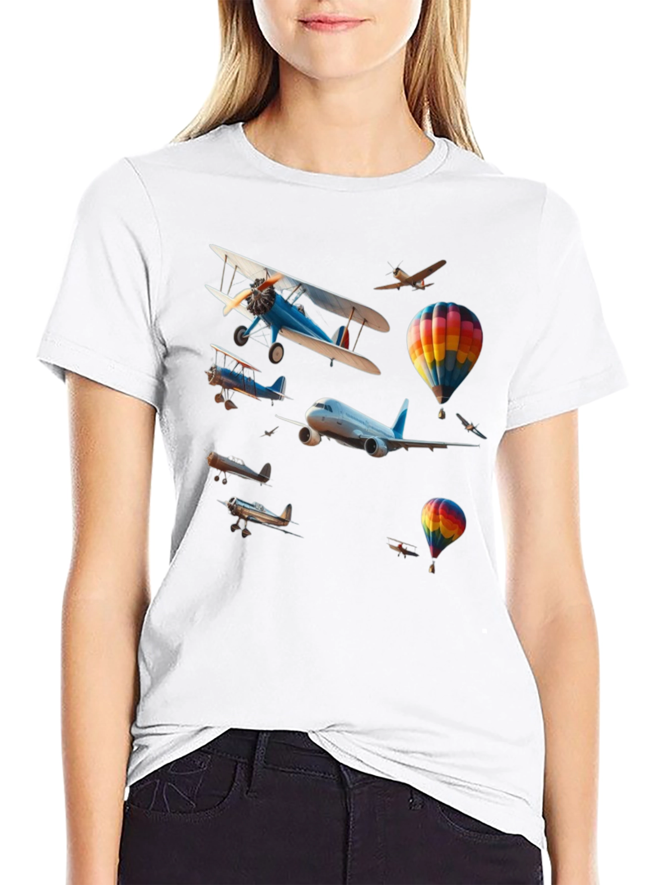 Aviation Print Black Tee