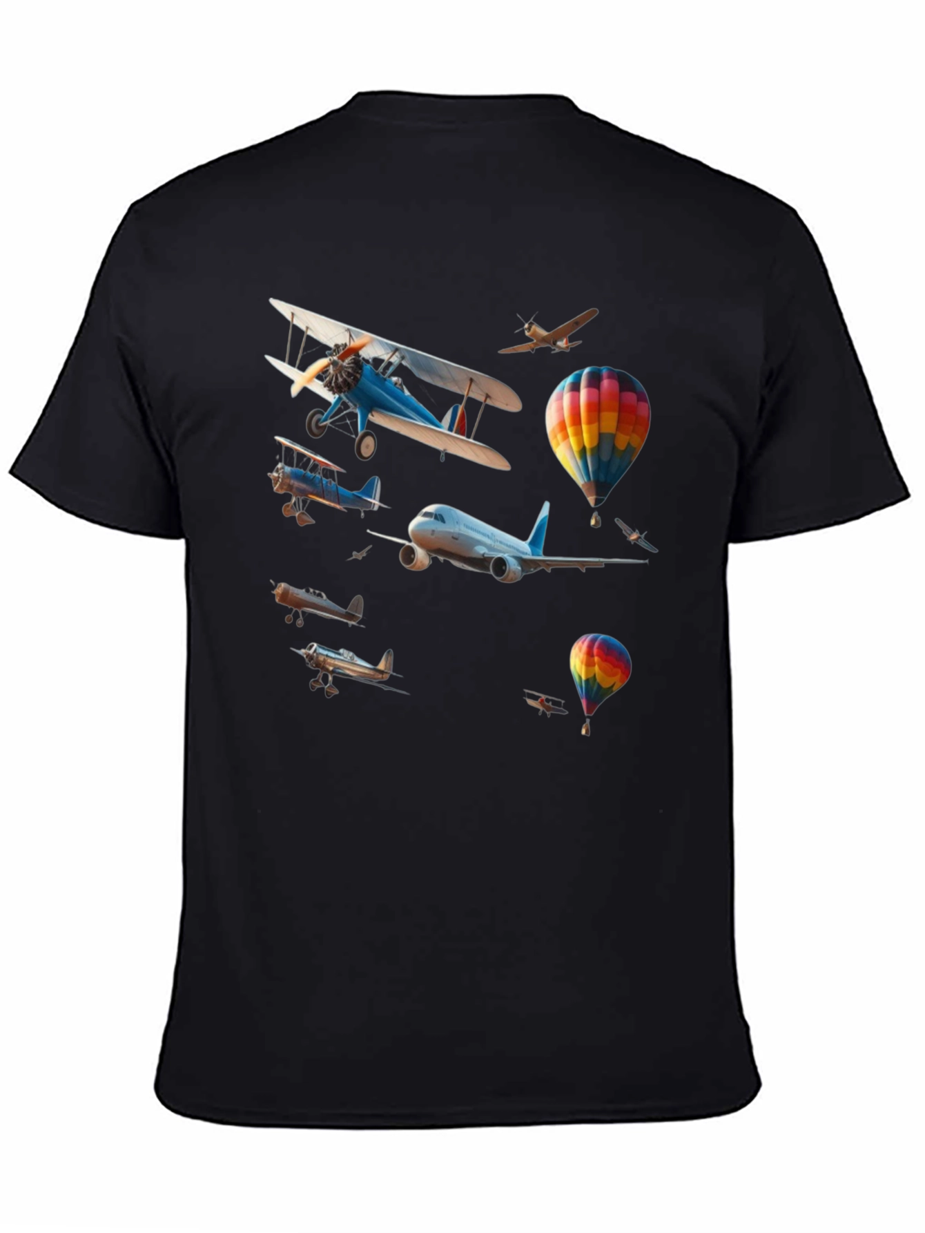 Aviation Print Black Tee