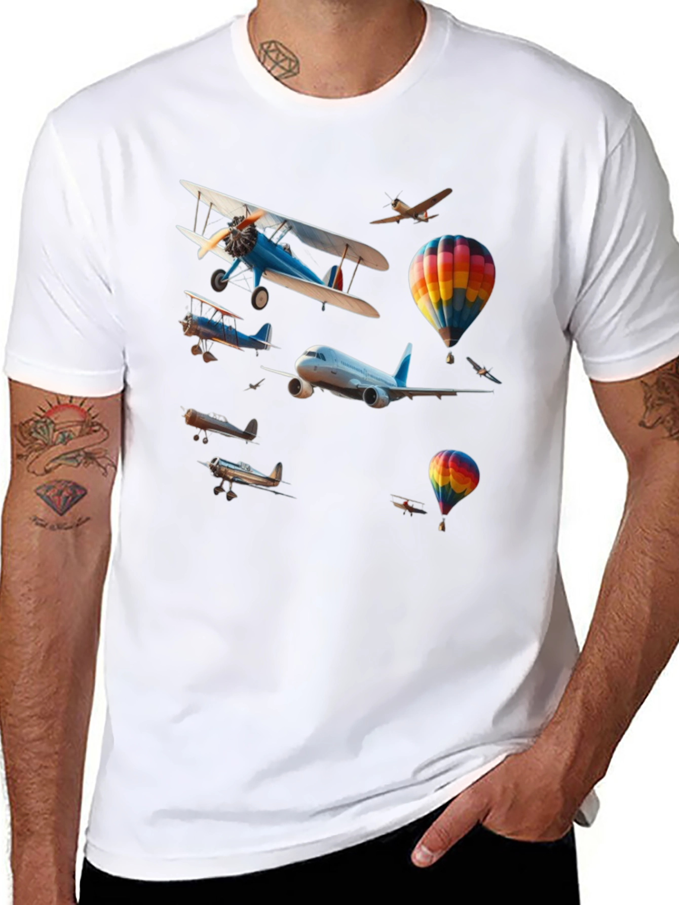 Aviation Print Black Tee