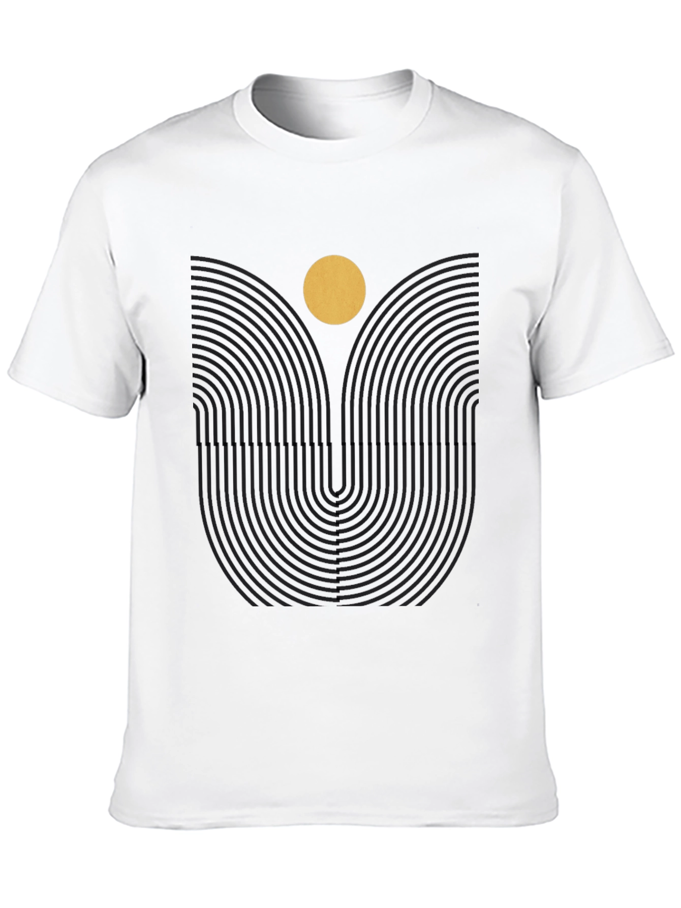 Geometric Sun Graphic Print Black Tee