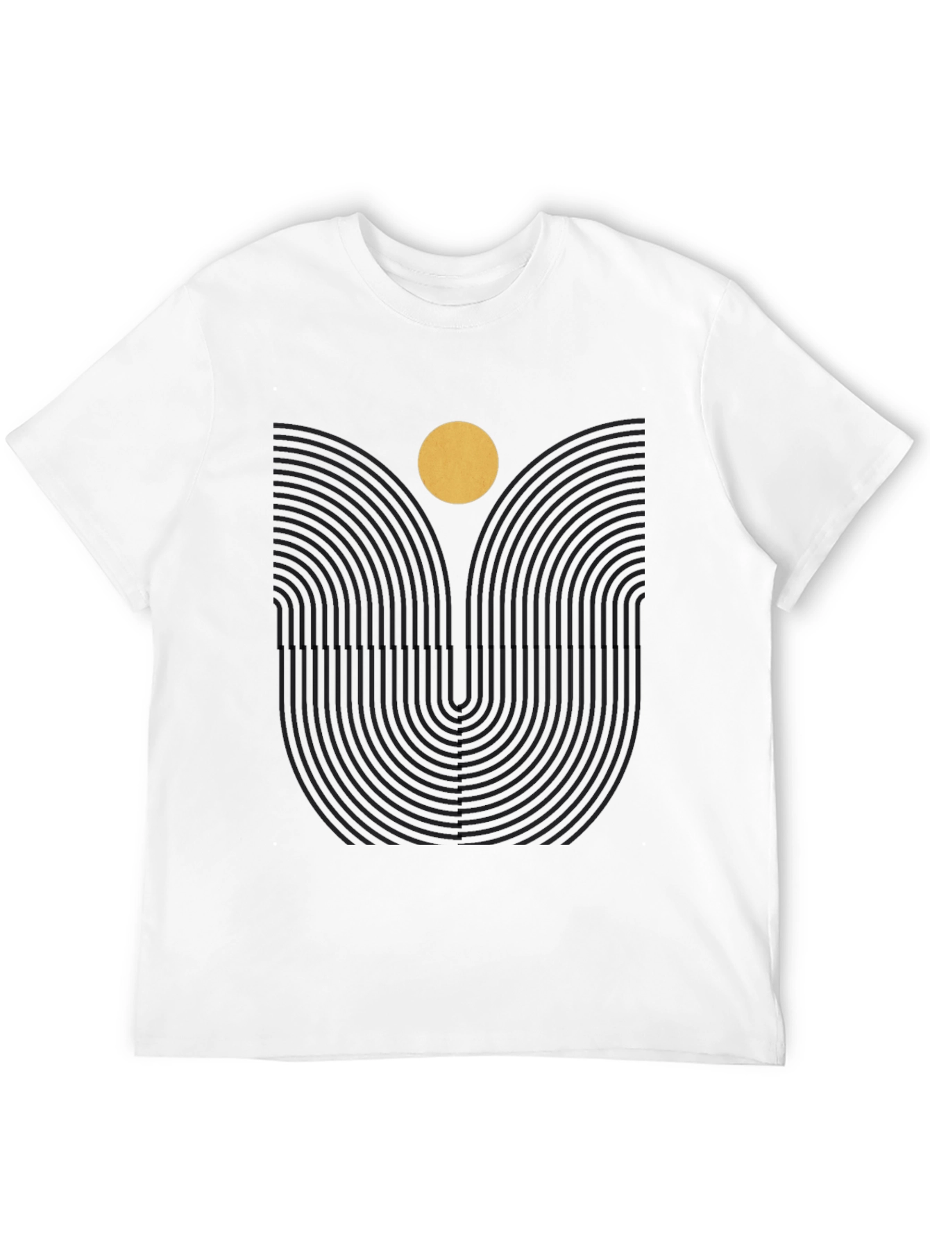 Geometric Sun Graphic Print Black Tee