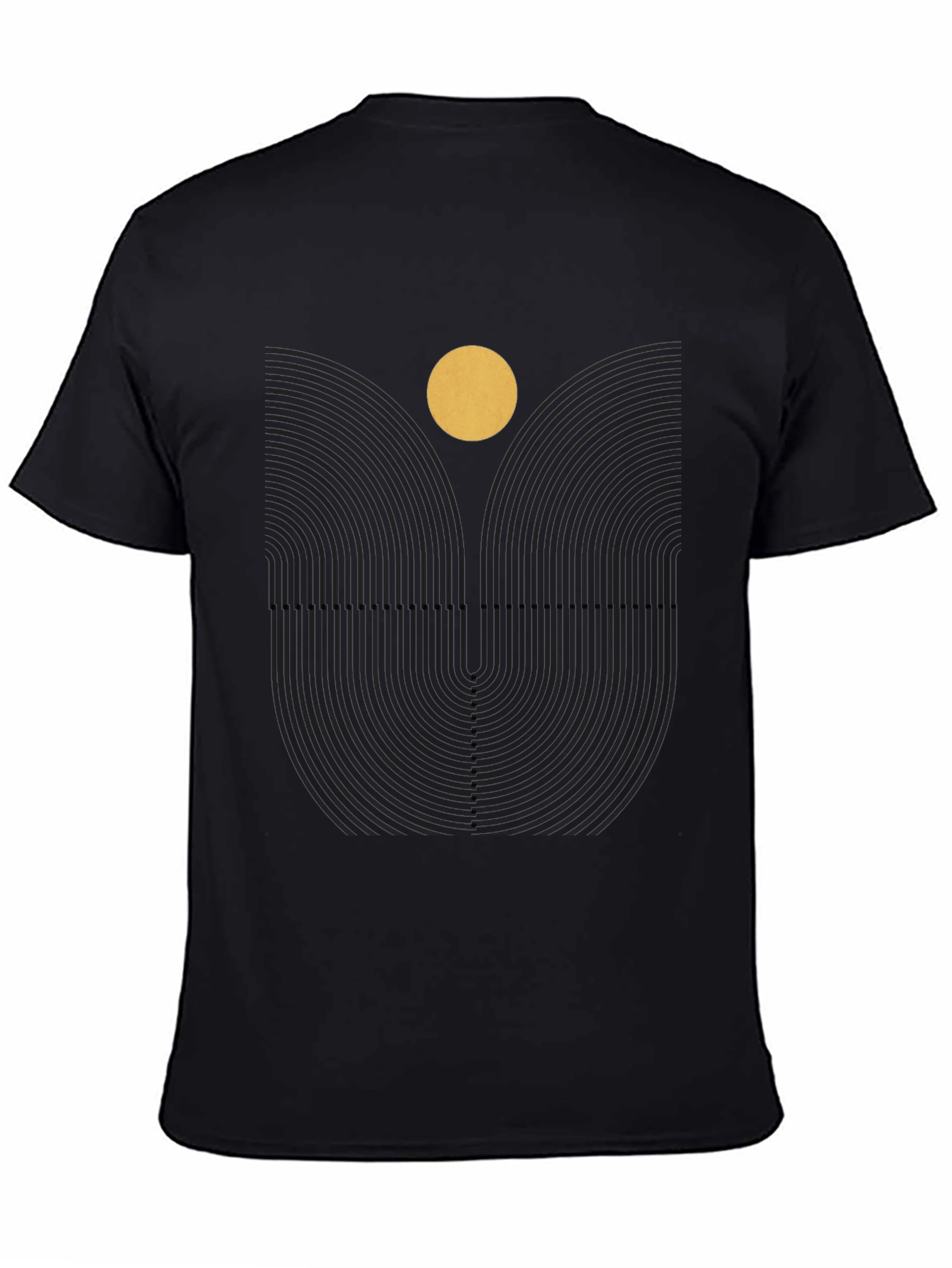 Geometric Sun Graphic Print Black Tee
