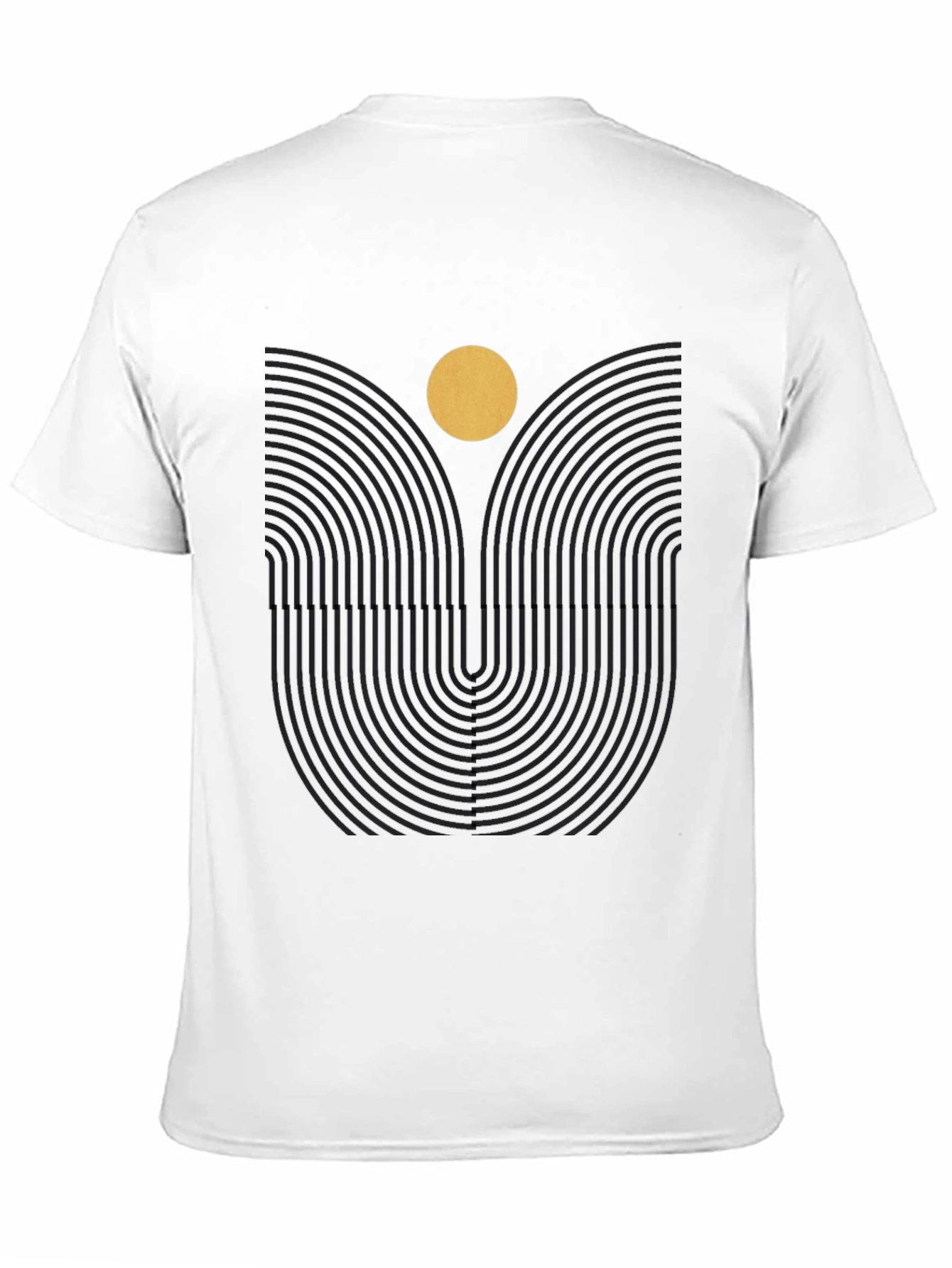 Geometric Sun Graphic Print Black Tee