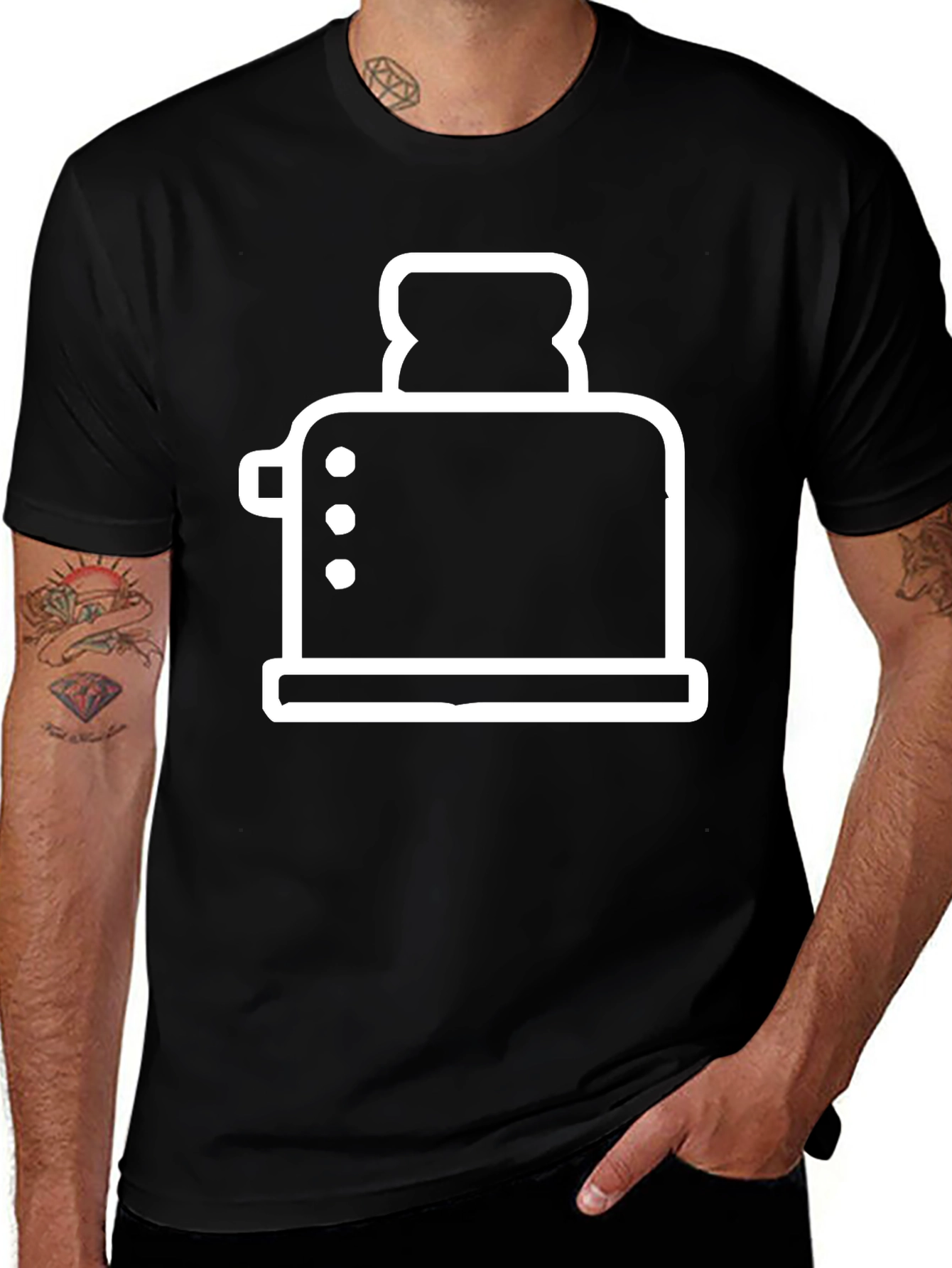 Toaster Graphic Tee - Black Cotton T-Shirt