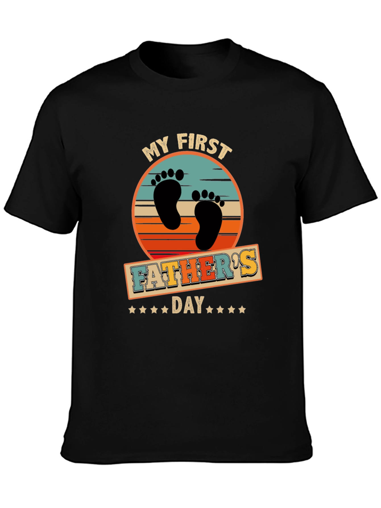 First Fathers Day Black Graphic T-Shirt