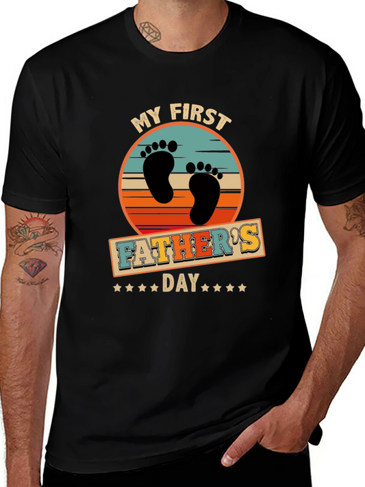 First Fathers Day Black Graphic T-Shirt