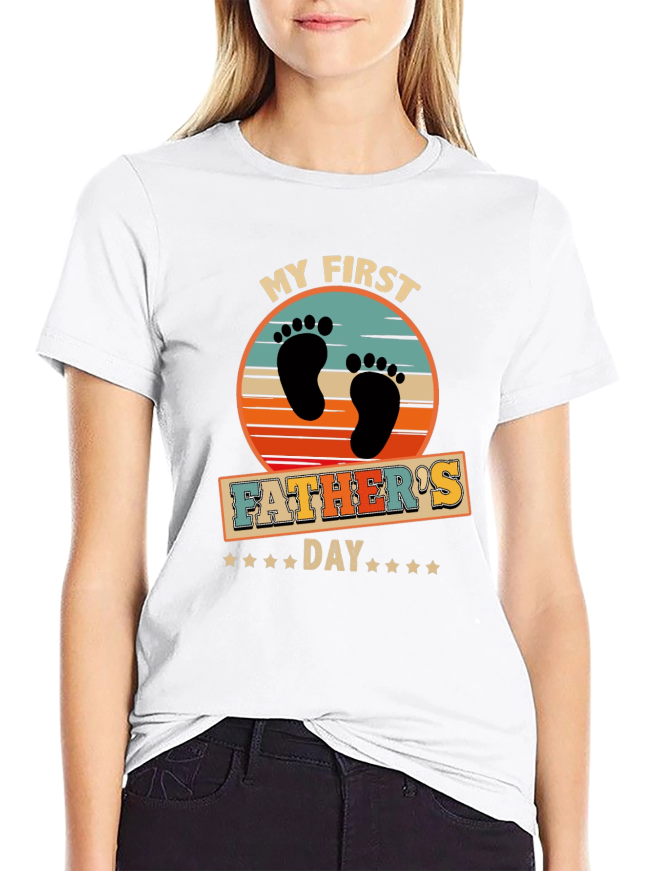 First Fathers Day Black Graphic T-Shirt