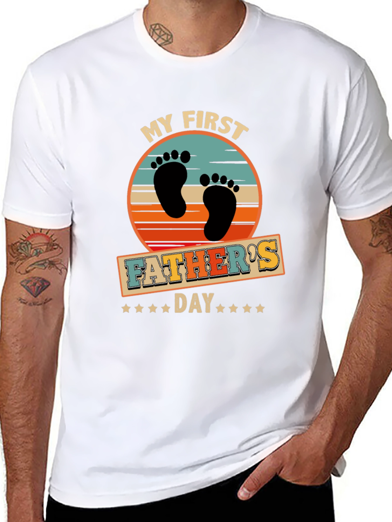 First Fathers Day Black Graphic T-Shirt