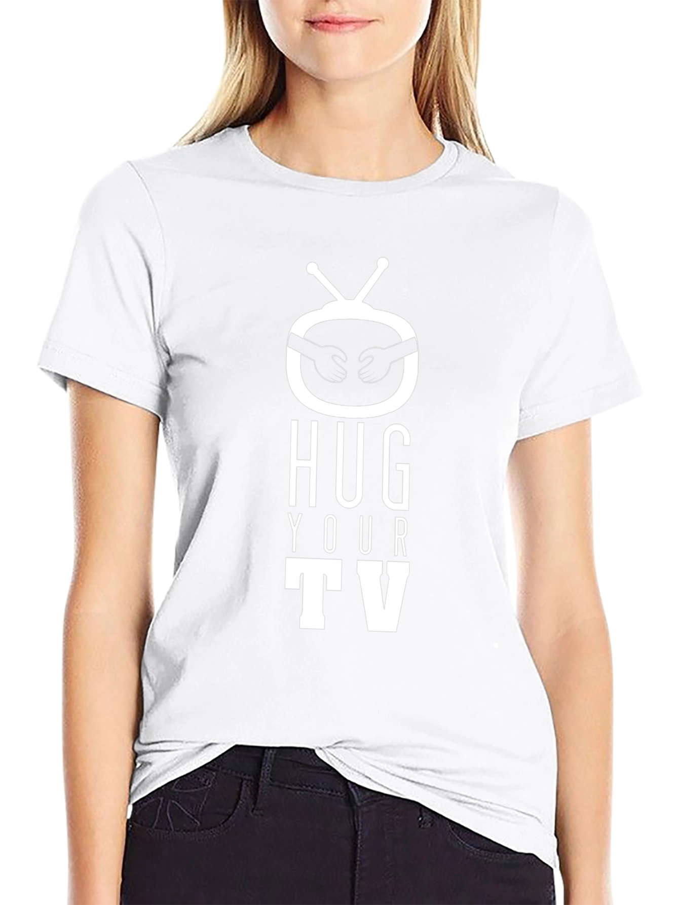 Hug Your TV T-Shirt - Black Graphic Tee